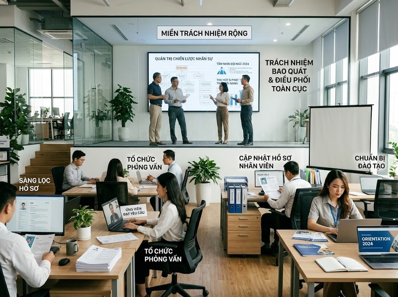 Chức năng và nhiệm vụ trong tổ chức khác nhau về phạm vi thế nào