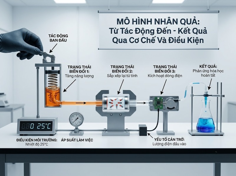 Chuỗi nhân quả mô tả nguyên nhân truyền tác động qua nhiều bước thế nào