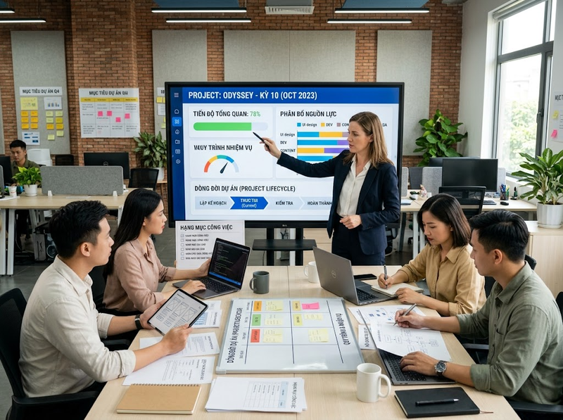 Cơ cấu tổ chức theo dự án phù hợp với những điều kiện nào