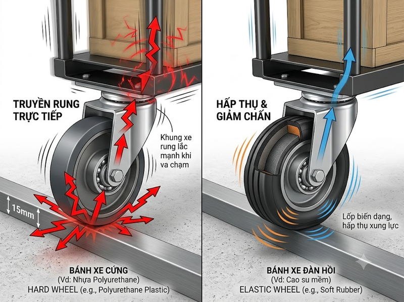Công nghệ giảm rung cho bánh xe đẩy hoạt động như thế nào?