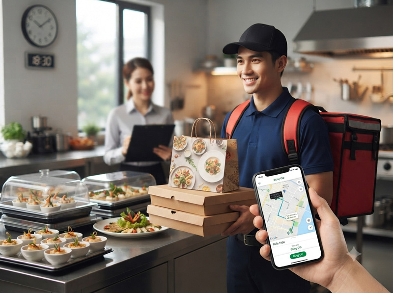 Ứng dụng định vị để tối ưu giao món tiệc đúng thời gian