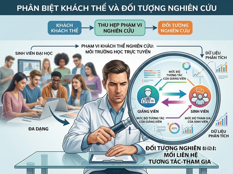 Đối tượng nghiên cứu khoa học xác định hiện tượng hoặc quan hệ cần tìm hiểu thế nào