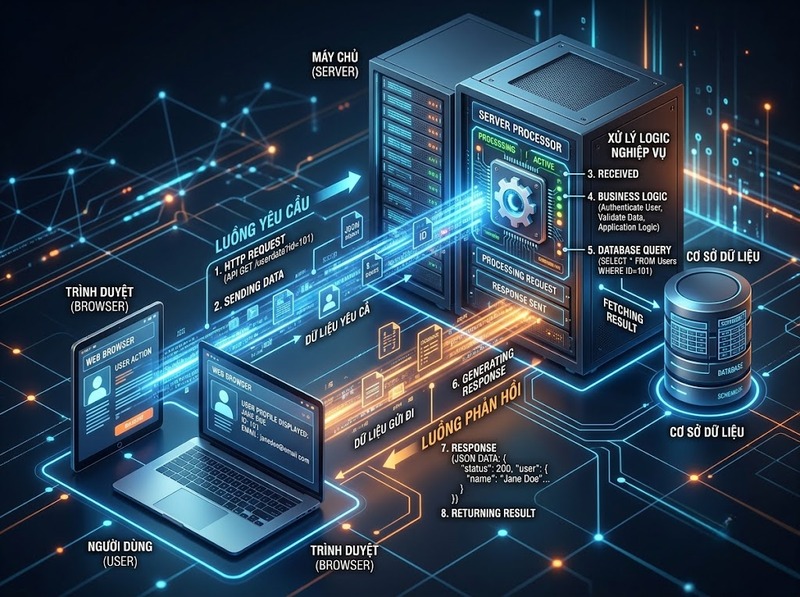 Kiến trúc client-server phân chia vai trò giữa máy khách và máy chủ thế nào